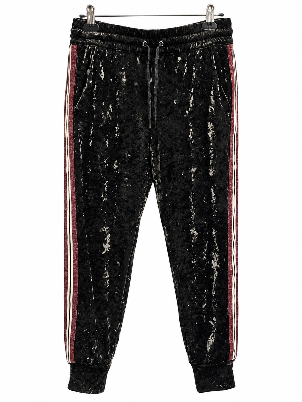 Zara Crushed Velvet Side Stripe Jogger Pants Size M - Picture 6 of 6